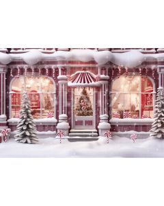 Photography Background in Fabric Christmas Store Front / Backdrop 4445