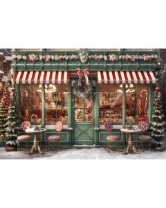 Photography Background in Fabric Christmas Candy Shop / Backdrop 4446