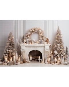 Photography Background in Fabric Christmas Set with Fireplace / Backdrop 4447