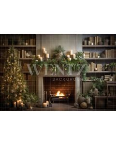 Photography Background in Fabric Christmas Set with Fireplace / Backdrop 4448