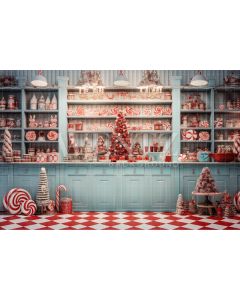 Photography Background in Fabric Christmas Candy Cabinet / Backdrop 4454