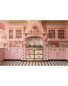 Photography Background in Fabric Pink Kitchen / Backdrop 4459