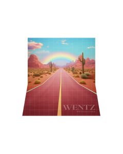 Photography Background in Fabric Road with Rainbow / Backdrop 4473