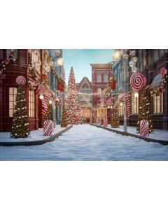 Photography Background in Fabric Christmas Candy Shop / Backdrop 4480