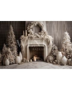 Photography Background in Fabric Christmas Room with Fireplace / Backdrop 4497