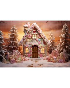 Photography Background in Fabric Gingerbread House / Backdrop 4499