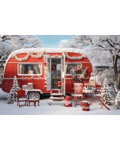 Photography Background in Fabric Christmas Trailer / Backdrop 4500