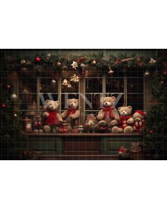 Photography Background in Fabric Christmas Set with Teddy Bear / Backdrop 4501