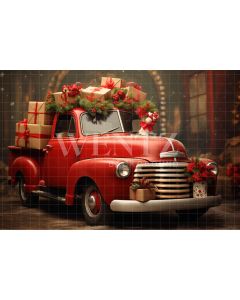 Photography Background in Fabric Christmas Pickup Truck / Backdrop 4515