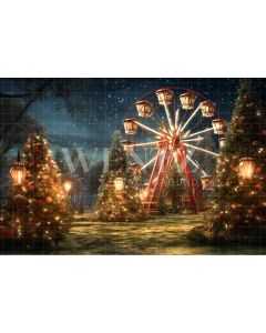 Photography Background in Fabric Christmas Amusement Park / Backdrop 4526