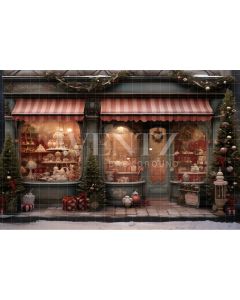 Photography Background in Fabric Christmas Store Front / Backdrop 4531
