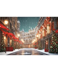 Photography Background in Fabric Christmas Village / Backdrop 4533
