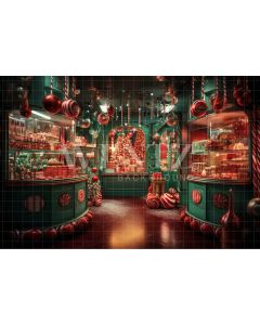Photography Background in Fabric Christmas Candy Shop / Backdrop 4535