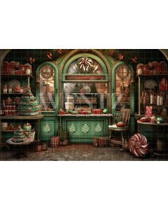 Photography Background in Fabric Christmas Candy Shop / Backdrop 4537