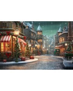 Photography Background in Fabric Christmas Village / Backdrop 4544