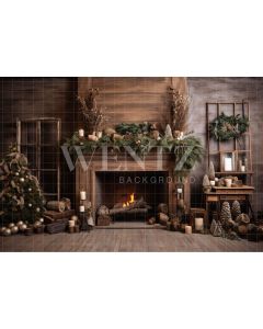 Photography Background in Fabric Christmas Fireplace / Backdrop 4547