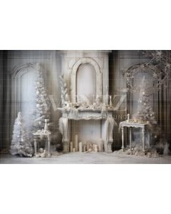 Photography Background in Fabric Christmas Fireplace / Backdrop 4548