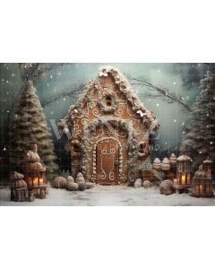 Photography Background in Fabric Gingerbread House / Backdrop 4551