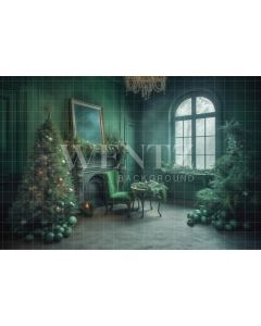 Photography Background in Fabric Christmas Green Room / Backdrop 4566