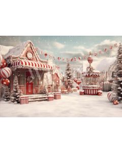 Photography Background in Fabric Christmas Village / Backdrop 4578