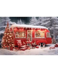 Photography Background in Fabric Christmas Trailer / Backdrop 4583