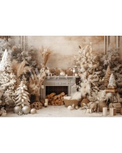 Photography Background in Fabric Rustic Room with Fireplace / Backdrop 4590