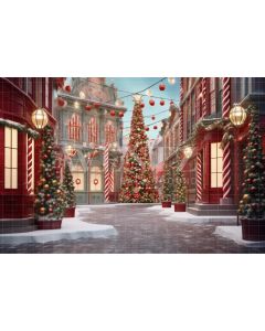 Photography Background in Fabric Christmas Village / Backdrop 4593