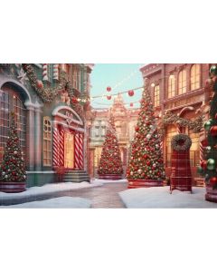 Photography Background in Fabric Christmas Village / Backdrop 4594