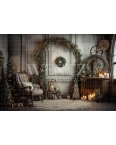 Photography Background in Fabric Rustic Christmas Room / Backdrop 4595