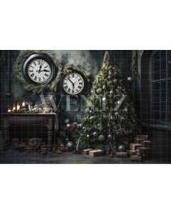 Photography Background in Fabric Vintage Christmas Room / Backdrop 4596