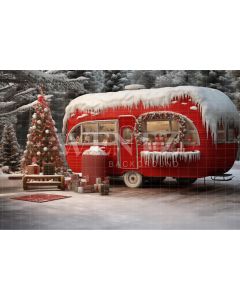 Photography Background in Fabric Christmas Trailer / Backdrop 4606