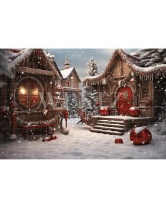 Photography Background in Fabric Christmas Village / Backdrop 4614