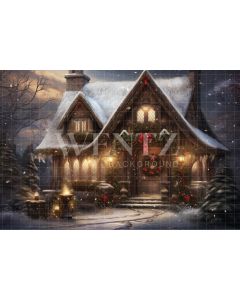 Photography Background in Fabric Christmas House / Backdrop 4616