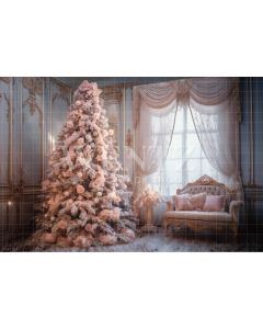 Photography Background in Fabric Baby Pink Christmas Room / Backdrop 4617