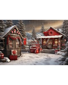 Photography Background in Fabric Santa Claus' House / Backdrop 4620
