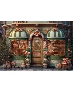 Photography Background in Fabric Christmas Candy Shop / Backdrop 4624
