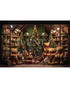 Photography Background in Fabric Christmas Toy Store / Backdrop 4626