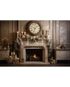 Photography Background in Fabric Christmas Fireplace / Backdrop 4634