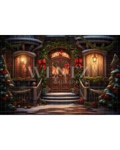 Photography Background in Fabric Christmas House Front / Backdrop 4638