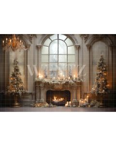 Photography Background in Fabric Christmas Set with Fireplace / Backdrop 4645