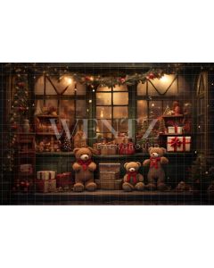 Photography Background in Fabric Christmas Toy Store / Backdrop 4651