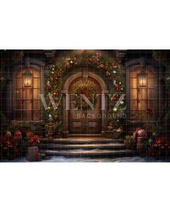 Photography Background in Fabric Christmas House Front / Backdrop 4653
