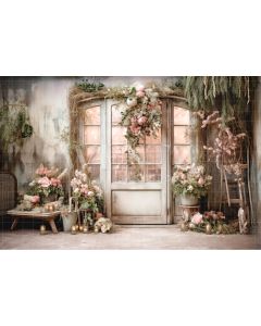 Photography Background in Fabric Rustic Christmas Door / Backdrop 4654