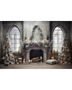 Photography Background in Fabric Christmas Fireplace / Backdrop 4657