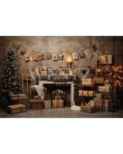 Photography Background in Fabric Christmas Fireplace / Backdrop 4658