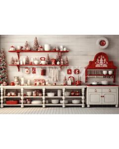 Photography Background in Fabric Christmas Kitchen / Backdrop 4680