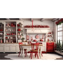 Photography Background in Fabric Christmas Kitchen / Backdrop 4682