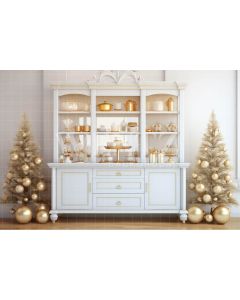 Photography Background in Fabric White Christmas Kitchen / Backdrop 4684