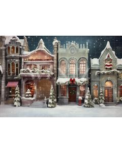 Photography Background in Fabric Christmas Village / Backdrop 4707