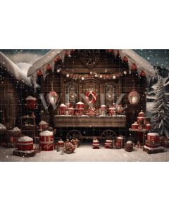 Photography Background in Fabric Santa Claus House / Backdrop 4708
